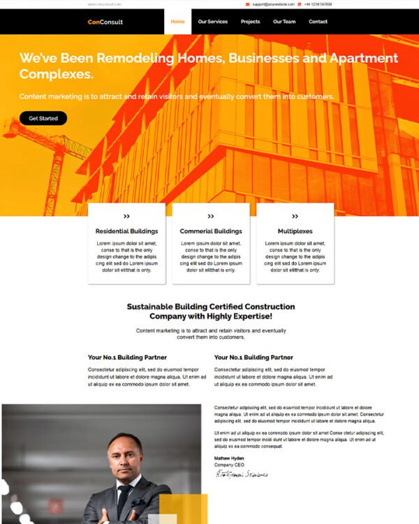 Construction Bootstrap Landing Page