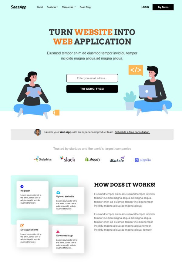 App Saas Landing Page