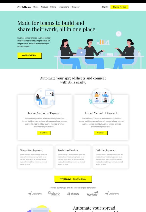 Online Saas Landing Page