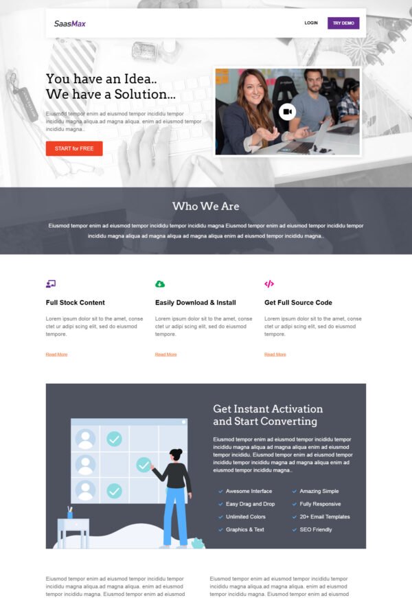 Saas Business Landing Page Template