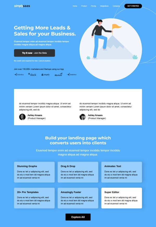 Saas Startup Business Landing Page