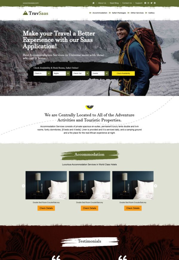 Travel Saas Landing page